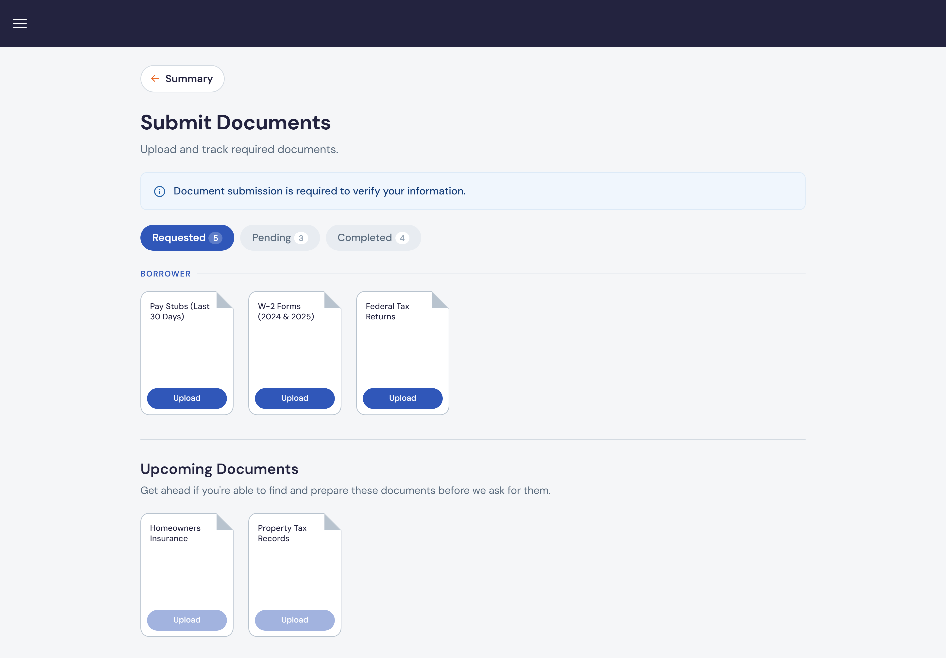 New design — Home Loans application screen