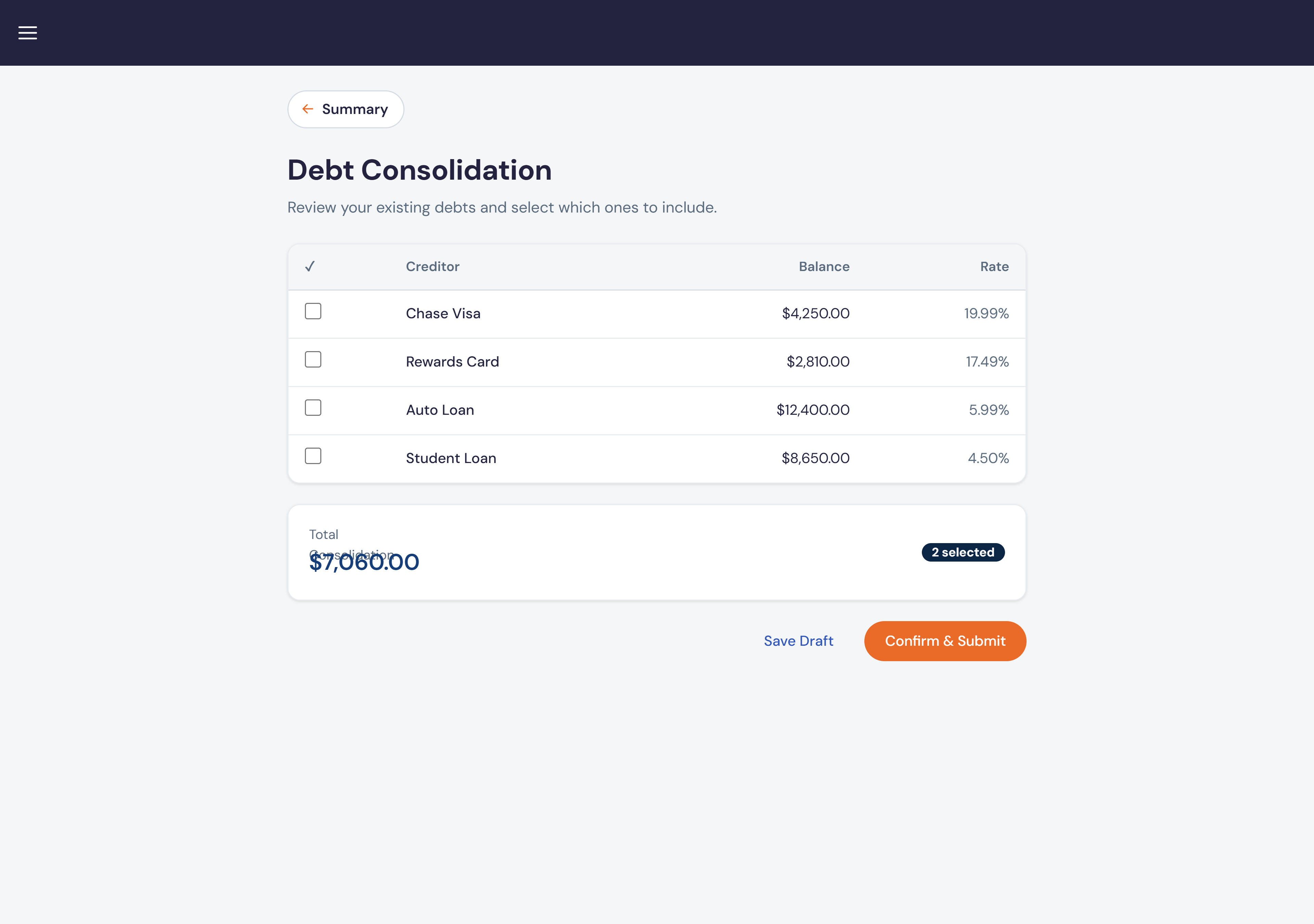 New design — Home Loans application screen