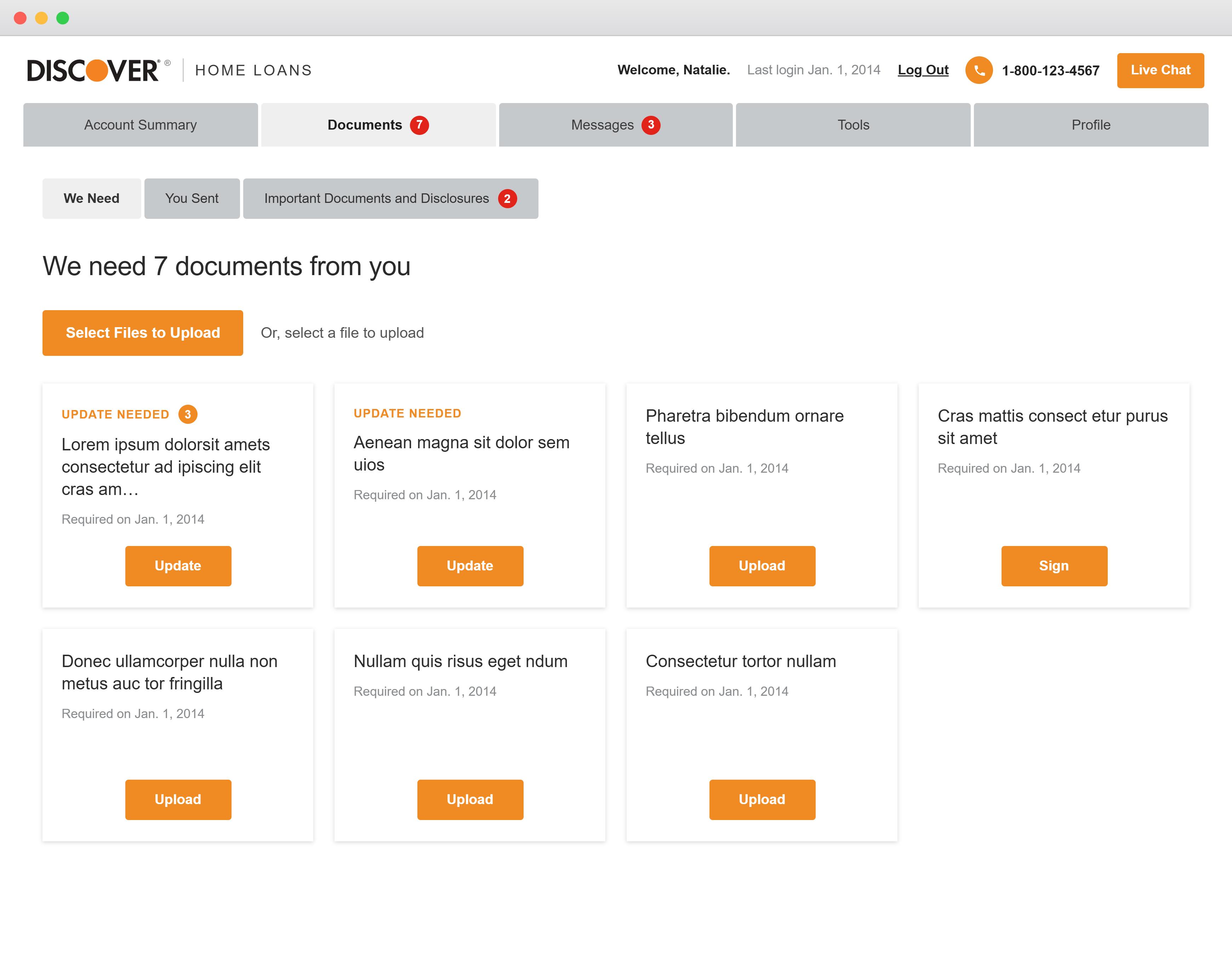Old design — We need 7 documents screen