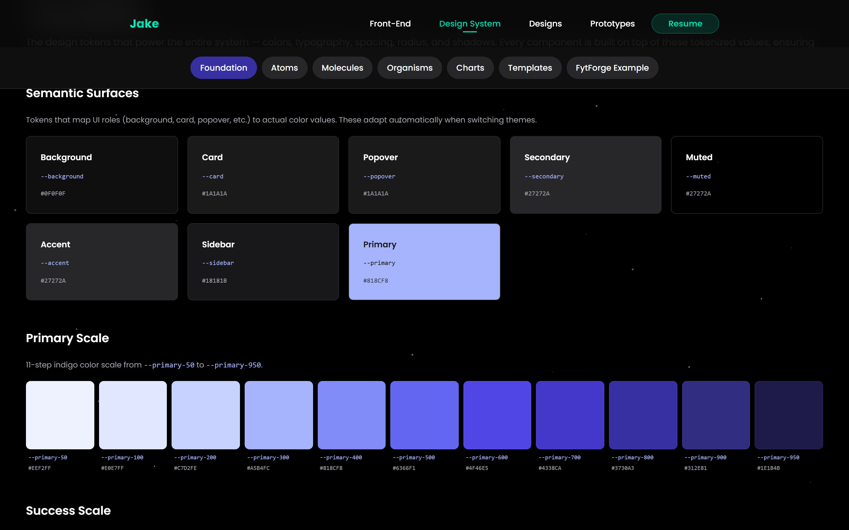 Foundation tokens — color scales and typography