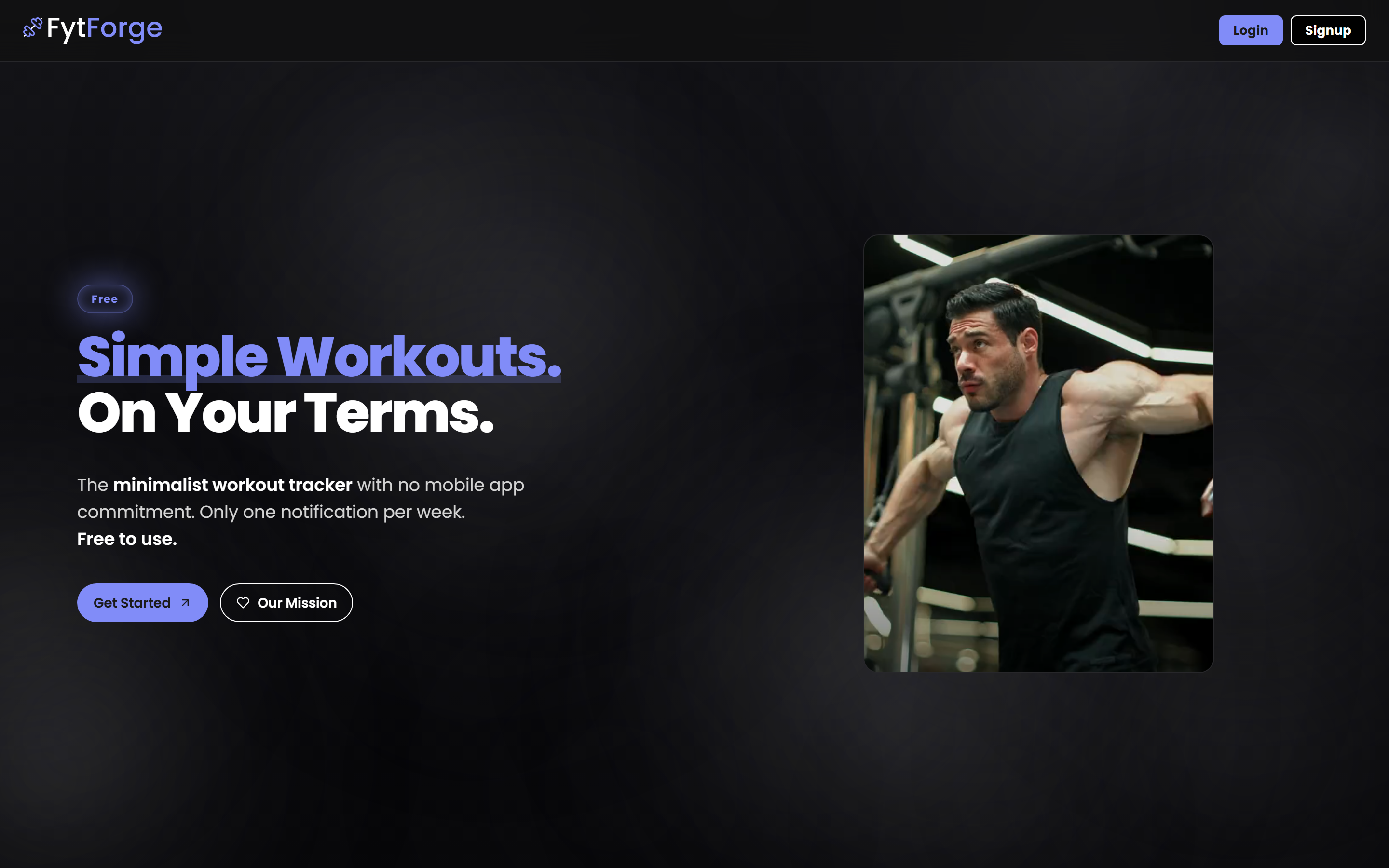 FytForge landing page hero — live screenshot